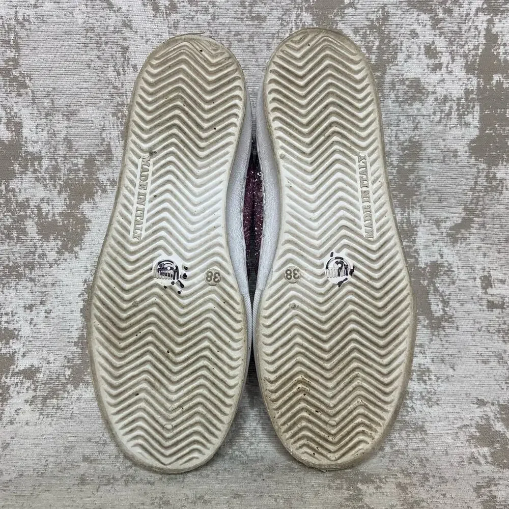 Chiara Ferragni Flirting Glitter Italian Leather Slip On Sneakers in Pink
